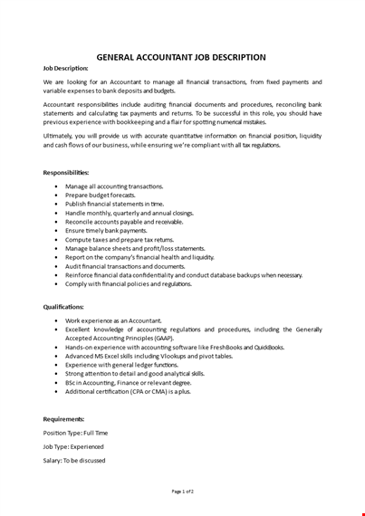 general accountant job description template