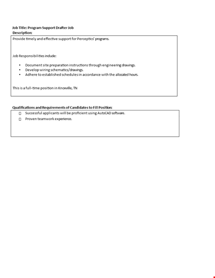 program support drafter job description template