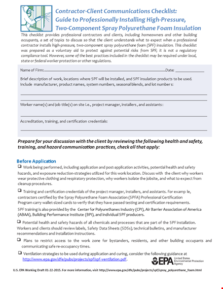 checklist spf contractor client communications template