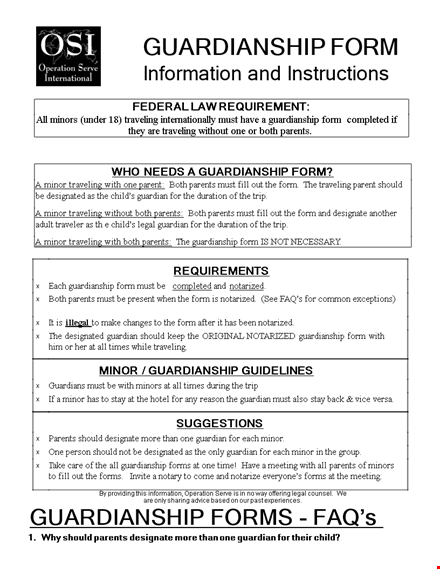 guardianship form sample template