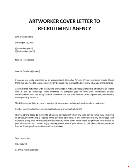 artworker cover letter sample template