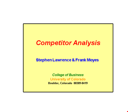free competitive analysis template | analyze colorado competitors with stephen lawrence. template