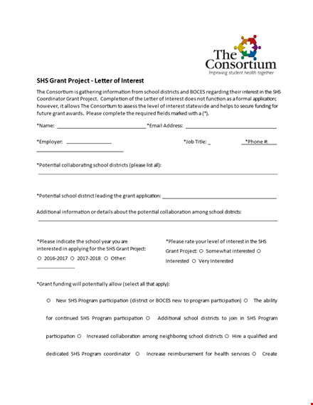 school project letter of interest template