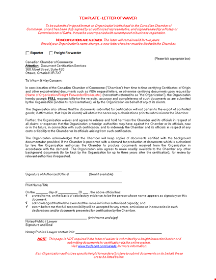 notarized letter template | authorized document samples | organization & chamber support template