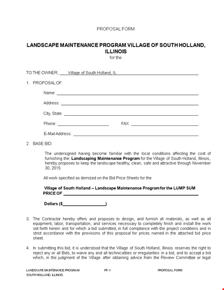 landscape bid proposal form for contractors - get the perfect contract template for your village template