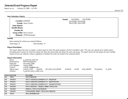 event progress template