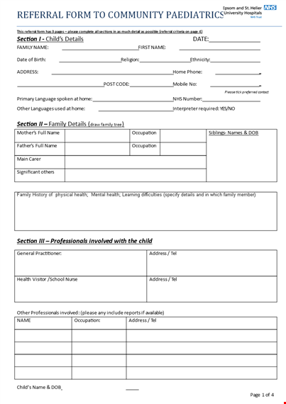 referral form template for social child section - get the best referral experience template