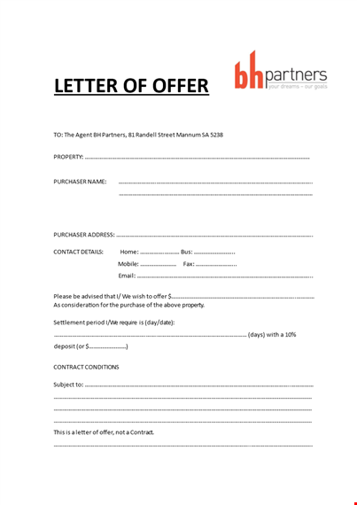 customize and secure your deal: commercial property offer letter template template