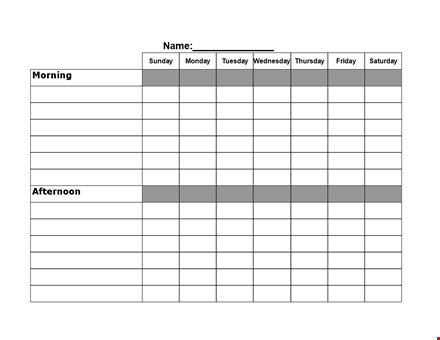 efficient daily chore schedule for sunday to wednesday | document templates template