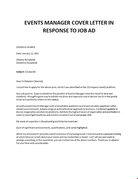 event manager cover letter template