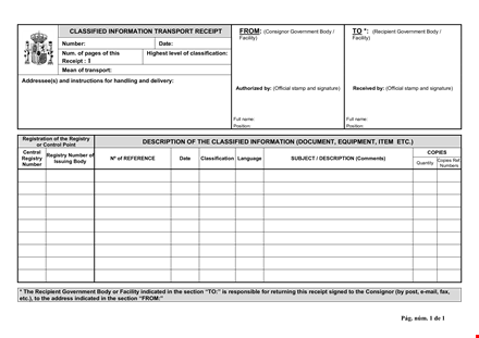 government classified information transport: secure, reliable number receipt facility template