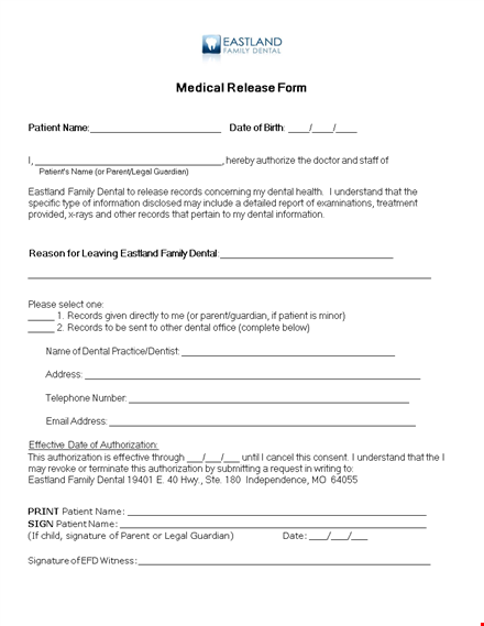 release your dental medical records easily | patient record request template