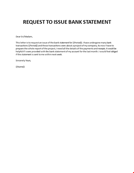 application for issuance of bank statement template