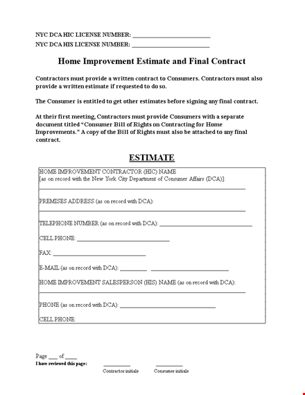 contractor estimate template | free download for consumers template