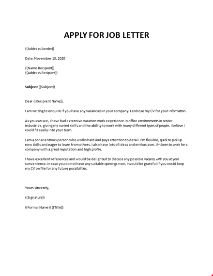 cover letter with experience template