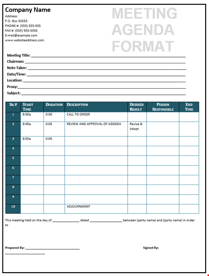 effective meeting agenda template | simplify planning template