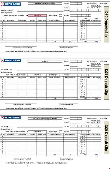 deposit slip template - easily record cheque total amount for deposit template