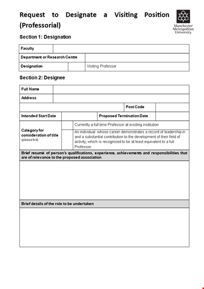 professorial visiting position request form ksvmmawnmq template