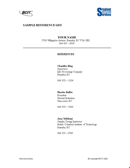 reference page template for writers - sample and format | burnaby template