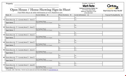 get the best open house showing sign in sheet template here template