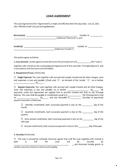 loan agreement sample template template