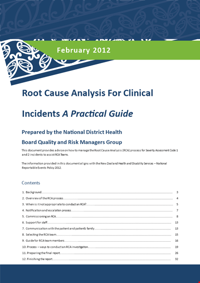 root cause analysis template - event report & review template