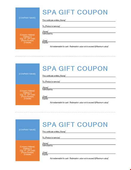 spa gift coupon template template