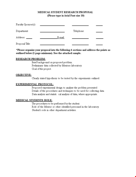 medical research proposal format for students: children's developmental research template
