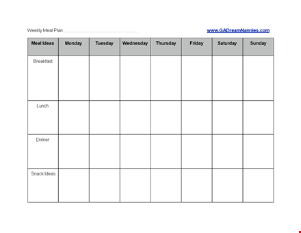 nanny weekly meal plan ideas | ga dream nannies template