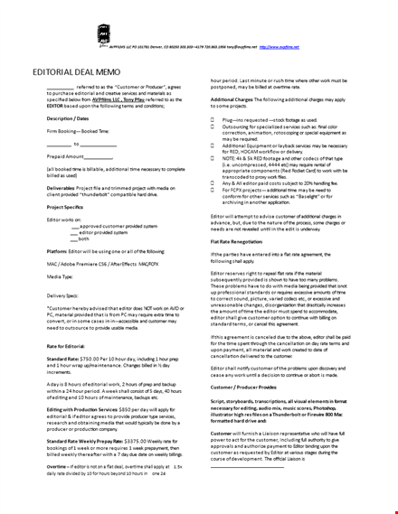 customize and edit the deal memo template for your needs template