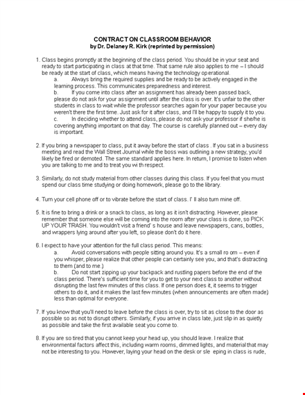 create a positive classroom environment with a behavior contract template template