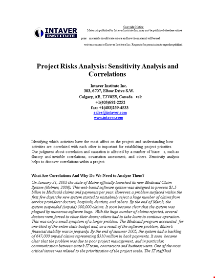 project risk analysis template template