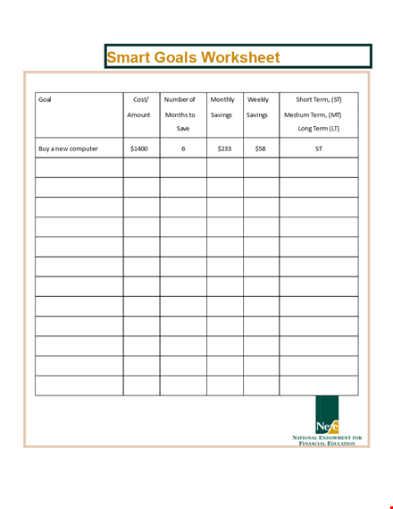 effective smart goals template for savings template