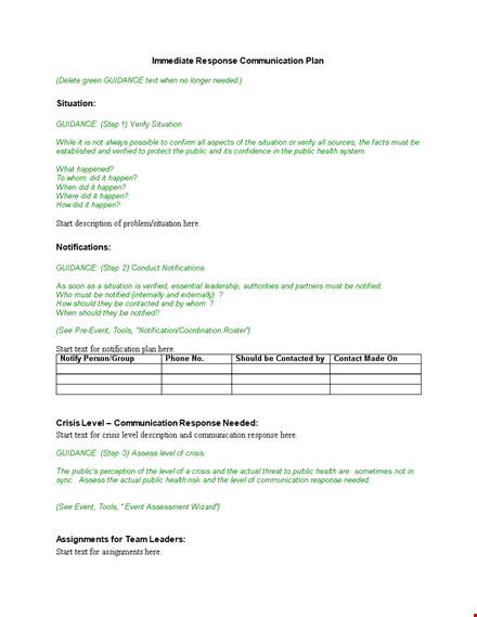 effective communication plan template for public guidance and safety template