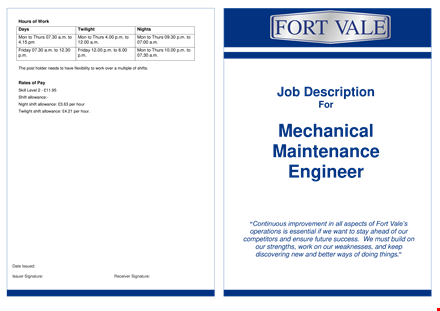 join our team as a mechanical engineer: demonstrates required maintenance expertise template