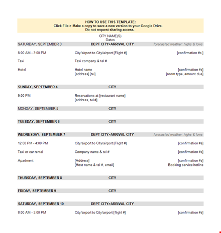 september itinerary: discovering the best airports and destinations template