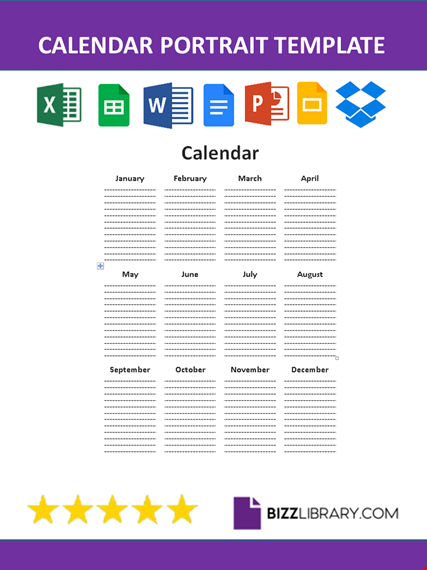 calendar portrait template template