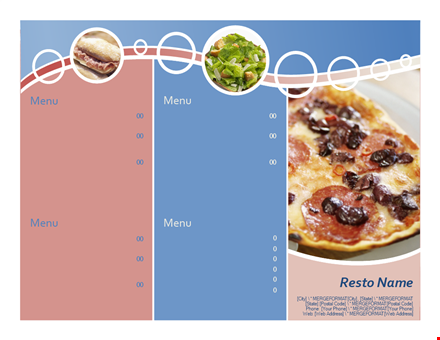 customizable menu templates for restaurants template