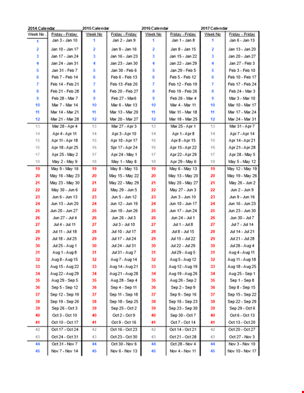 example weekly calendar template template