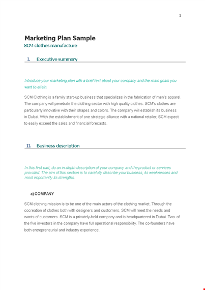 manufacturing business marketing plan template template