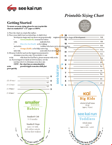Printable Baby Shoe Size Chart