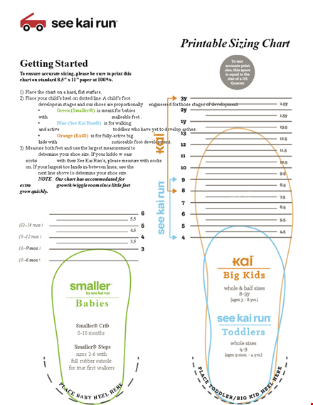 printable baby shoe size chart template
