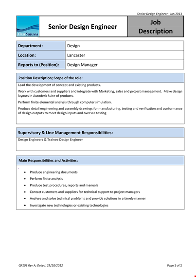 design engineer job description template