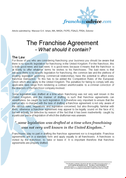 franchise agreement: everything you should know as a franchisee or franchisor template
