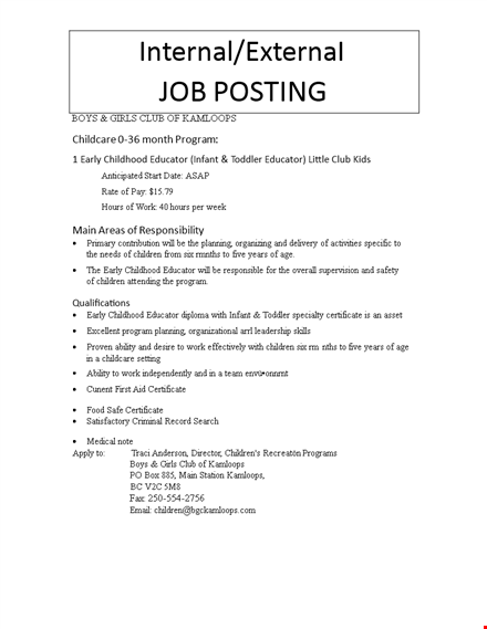 sample of internal job posting sercpkeisb template