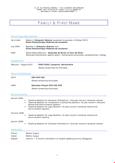 example of internship template