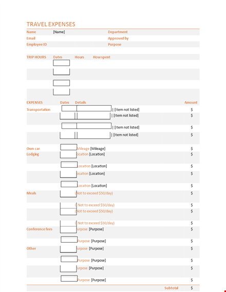 expense report template - streamline your expenses, location, amount, and purpose template