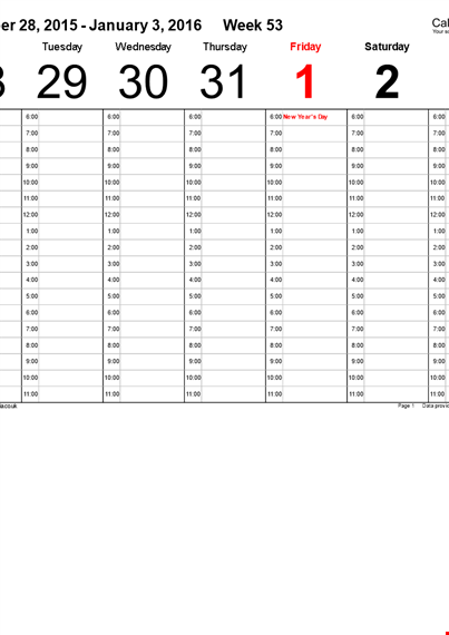 weekly calendar template - monday, tuesday, wednesday, friday template