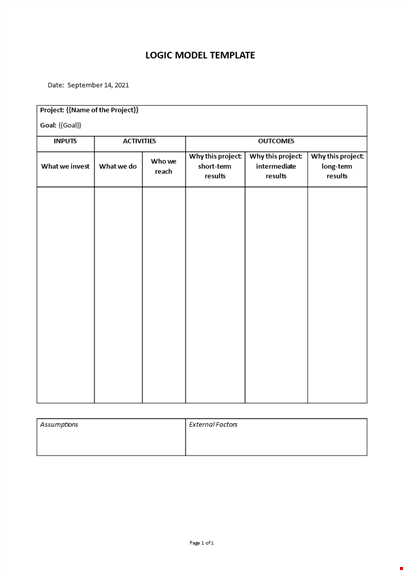 logic model template template