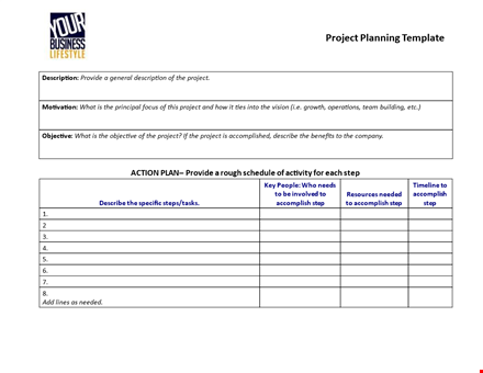project planning form template template